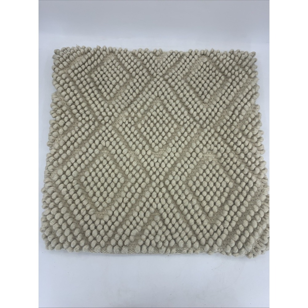 Pillow Cover Sham 20 X 20 Boho Cottagecore Wool Cotton Diamond 3D Textured